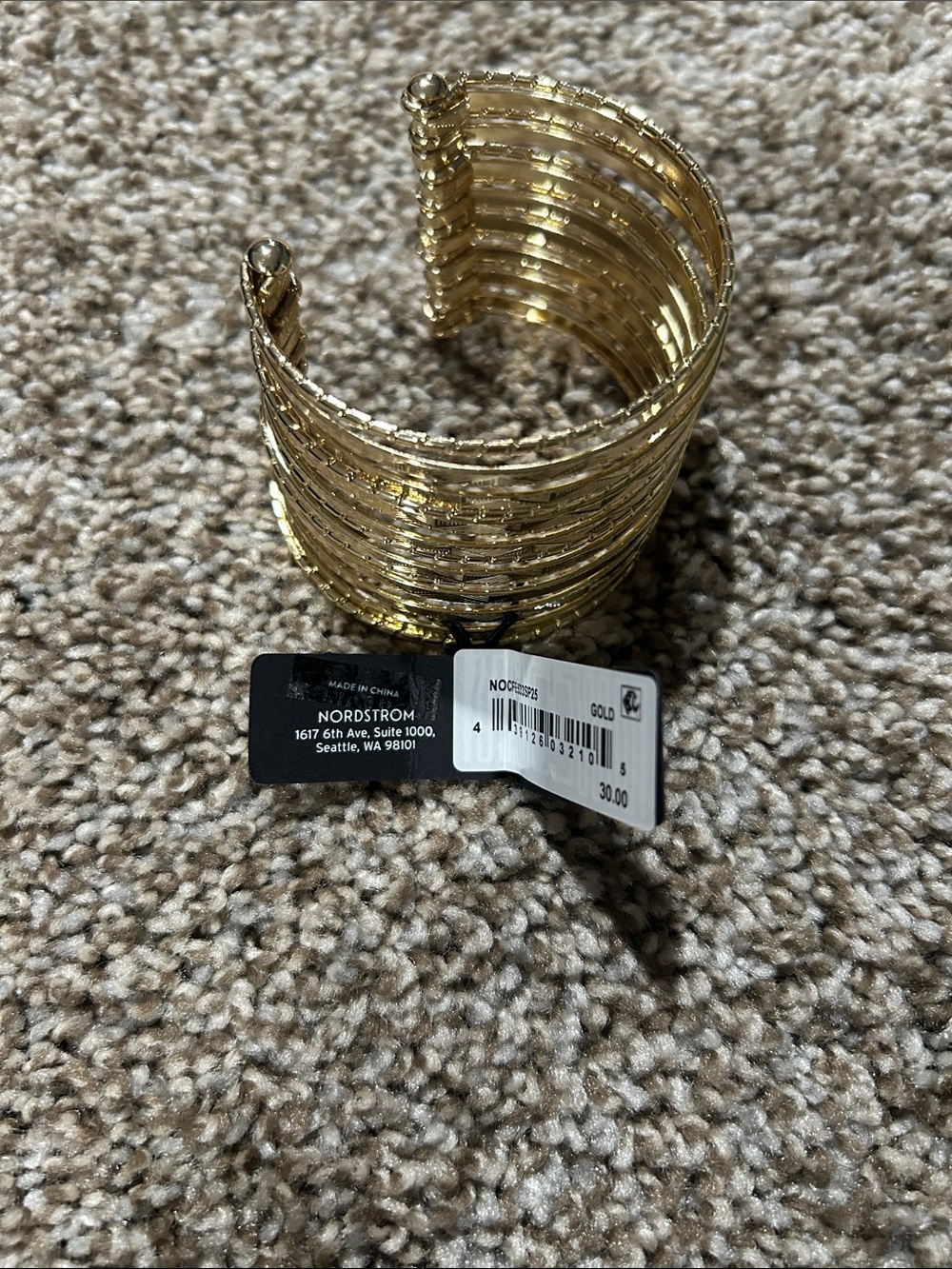 Nordstrom Gold Layered Open Cuff Bracelet